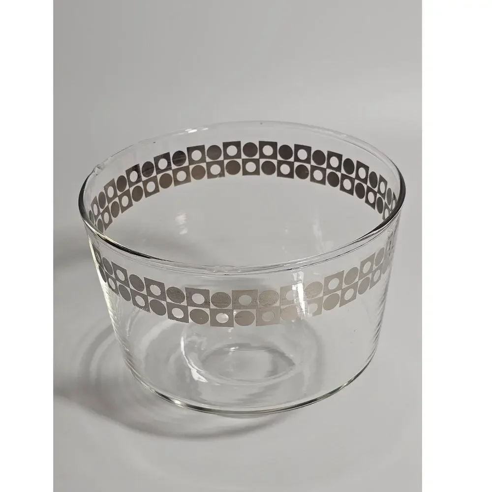 Vintage 60s Pyrex Clear Glass Dome Cheese Cover Mid Century Mod Geometric Cloche